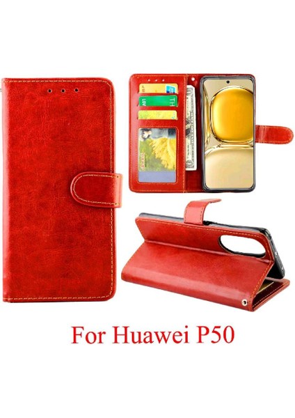 Huawei P50 Kickstand Manyetik Kapatma Darbeye Dayanıklı Kart Pu Için Flip Case (Yurt Dışından) modelleri