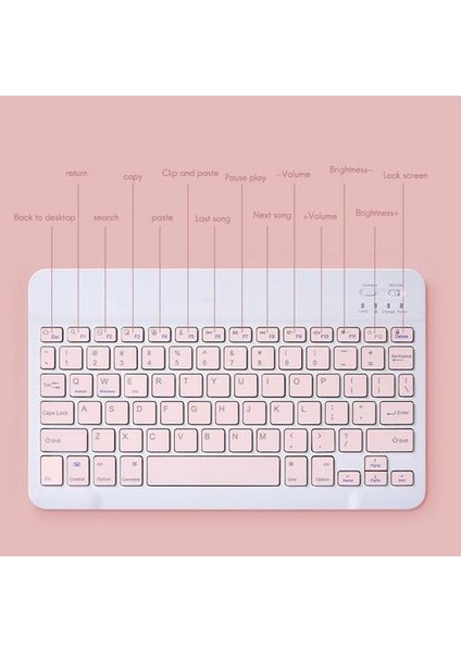 Taze Bluetooth Klavye Apple iPad Tablet Için Uygun Huawei M6 Android Evrensel Şarj Edilebilir 10 Inç | Klavye (Pembe) (Yurt Dışından)