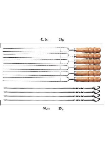 10 Parça Barbekü Metal Şiş 16" Paslanmaz Çelik Şiş (Yurt Dışından) fiyatları