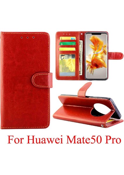 Huawei Mate 50 Pro Için Flip Case Manyetik Kapatma Pu Deri Kickstand (Yurt Dışından)