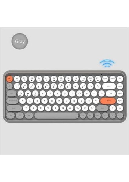 Qwert Bluetooth Klavye iPad Tablet Xiaomi Macbook Mini Ipad Tuş Sessiz Kablosuz Klavye Lenovo Dell Hp Bilgisayar Tuş Takımı Için | Klavye (Gri) (Yurt Dışından)