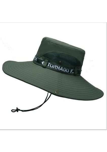 Geniş Kenarlı Balıkçı Şapkası Yaz Bahar Erkek Kova Şapka Yürüyüş Sombrero Gorro Erkek Güneş Şapkası Açık Seyahat Safari Kova Şapka (Yeşil) (Yurt Dışından)