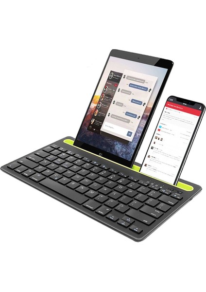 Qwert Kablosuz Çift Bağlantı Ipad Bluetooth Klavye Pc Laptop Klavye Touchpad iPhone Samsung Xiaomi Tablet Cep Telefonu Bilgisayar | Klavyeler (Yurt Dışından)