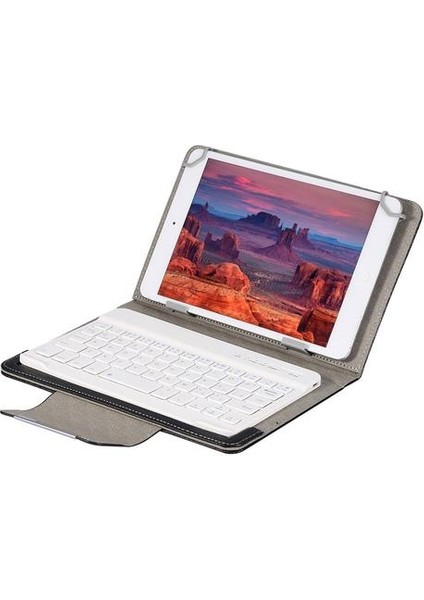 Qwerty 10 Inç Mini Kablosuz Bluetooth Klavye Için iPad Android Windows Tablet Koruma Kılıfı ile Tablet Tuş Takımı Için Xiaomi Samsung Smartphone | Klavye (Altın Beyaz Klavye) (Yurt Dışından) modelleri