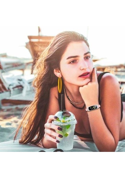 Samsung Galaxy Fit-E / SM-R375 Için Pembe Çerçeveli Pu Timsah Saat Bandı Kayışı (Yurt Dışından)