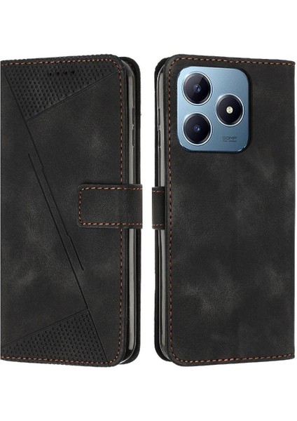 Realme C61 Kickstand Kart Ekleme Pu Deri Cüzdan Için Flip Case (Yurt Dışından)