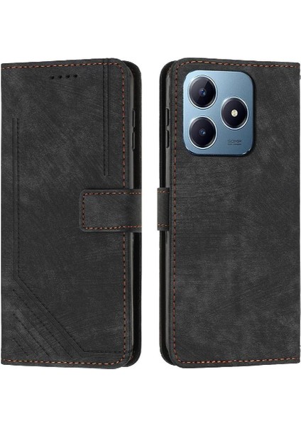 Realme C61 Kickstand Pu Deri Cüzdan Kart Ekleme Için Flip Case (Yurt Dışından)