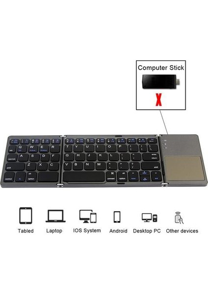 Qwert Katlanır Oyun Klavye Bluetooth Klavye ile Touchpad ile Ipad Telefon Ultra Ince Kablosuz Klavye Taşınabilir Katlanabilir Tuş Takımı | Klavyeler (Siyah) (Yurt Dışından)