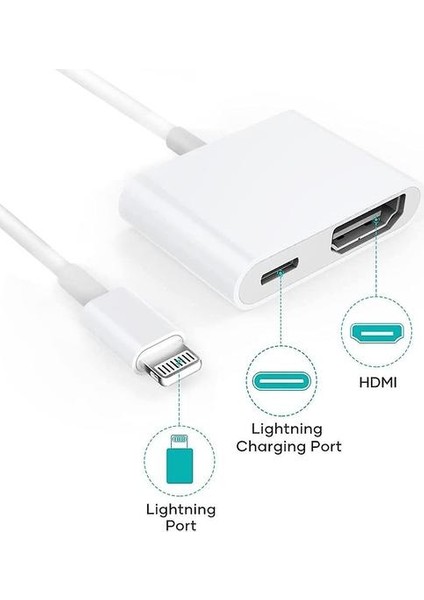 HDMI Adaptörü, Iphone 1080P Lightning Dijital Av Adaptörü Için HDMI Adaptörü, Iphone ve Ipa Için HDMI Sync Ekran HDMI Konektörü (Yurt Dışından)