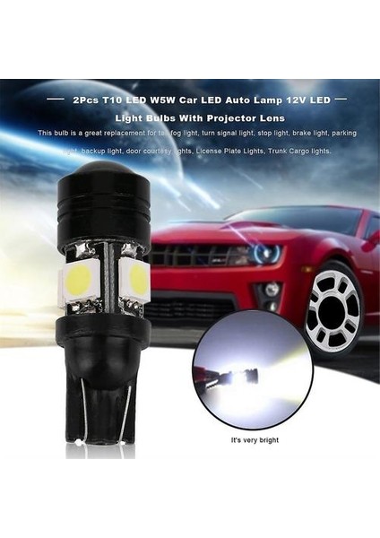2 Adet T10 LED W5W Araba LED Otomatik Lamba 12V Projektör Lensli LED Ampuller (Yurt Dışından)