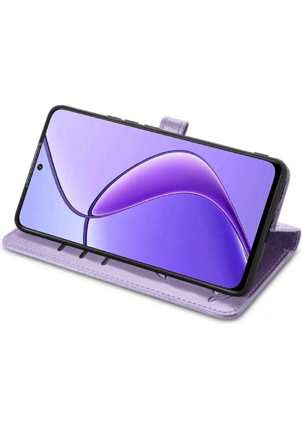 Realme 12 Için Flip Case Deri Kılıf Karikatür Hayvanlar Kısa Kayış Flip (Yurt Dışından)