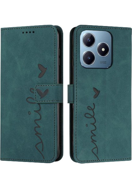 Realme C61 Kart Ekleme Pu Deri Yan Toka Aşk Için Flip Case (Yurt Dışından)