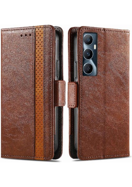 Realme C65 Çok Renkli Ekleme Iş Cüzdan Çoklu Kart Için Flip Case (Yurt Dışından)