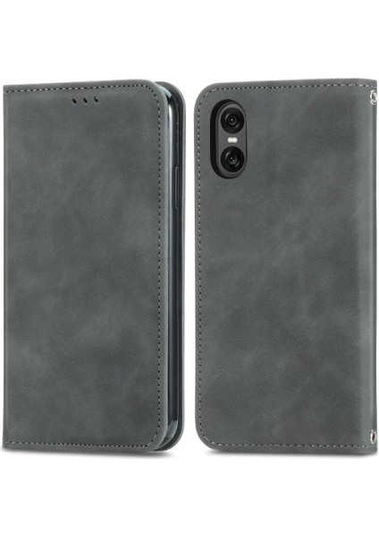 Sony Xperia 10 Vı Için Flip Case Cüzdan Basit Iş Deri Kılıf Flip (Yurt Dışından)