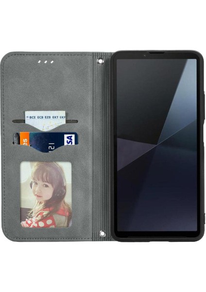 Sony Xperia 10 Vı Için Flip Case Cüzdan Basit Iş Deri Kılıf Flip (Yurt Dışından)