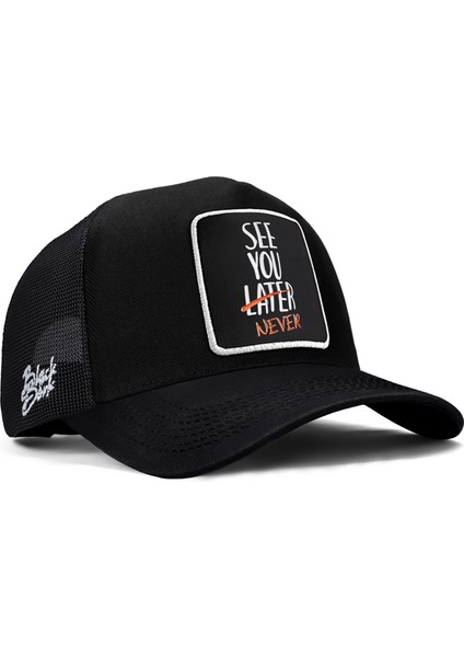 V1 Trucker See You Later Never- 2 Kod Logolu Unisex Siyah Şapka (Cap)