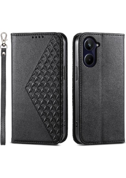 Realme 10 Pro 5g Cüzdan Günlük Kullanım Için Flip Case El Kayışı Eşkenar Dörtgen Şekli (Yurt Dışından)