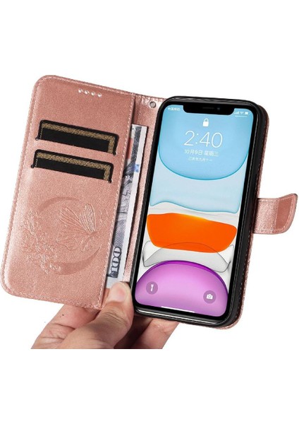 Kredi Kartı Yuvası ile IPhone 12 Mini Yüksek Kaliteli Deri Için Flip Case (Yurt Dışından)