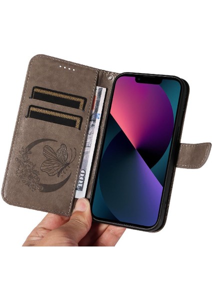 Kredi Kartı Yuvası ile IPhone 13 Mini Yüksek Kalite Deri Için Flip Case (Yurt Dışından)
