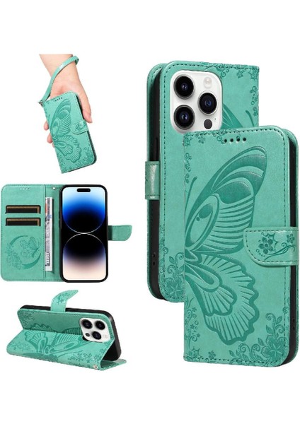 Kredi Kartı Yuvası ile IPhone 14 Pro Için Flip Case Ayrılabilir El Kayışı (Yurt Dışından)