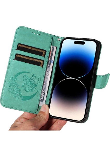 Kredi Kartı Yuvası ile IPhone 14 Pro Için Flip Case Ayrılabilir El Kayışı (Yurt Dışından)