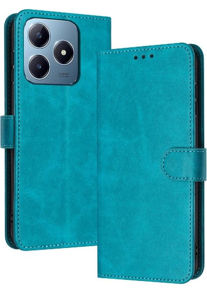 Kart Yuvası Saf Renk Kickstand ile Realme C61 Pu Deri Için Flip Case (Yurt Dışından)