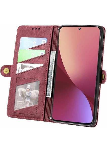 Xiaomi 12 Için Flip Case Deri Çanta Basit Iş Kapak Çevirin Cüzdan (Yurt Dışından)