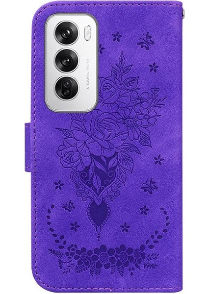 Oppo Oppo 12 5g Için Kickstand Cüzdan Kılıf Kabartma Gül Çiçekler Flip Pu (Yurt Dışından) modelleri