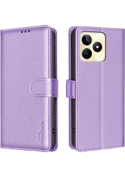 Realme C53 Pu Deri Manyetik Rfıd Engelleme Cüzdan Kartı Için Flip Case (Yurt Dışından)