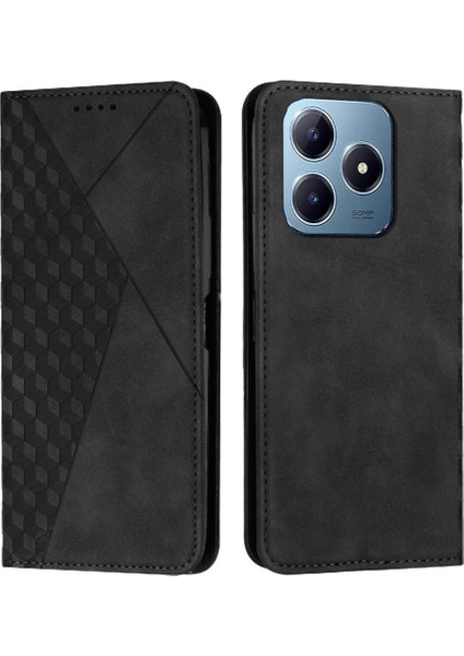 Realme C61 Cüzdan Kickstand Pu Deri Kart Ekleme Için Flip Case (Yurt Dışından)