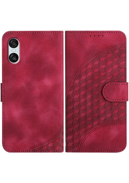 Sony Xperia 10 Vı Darbeye Deri Kılıf Için Flip Case Geometrik Desen (Yurt Dışından)