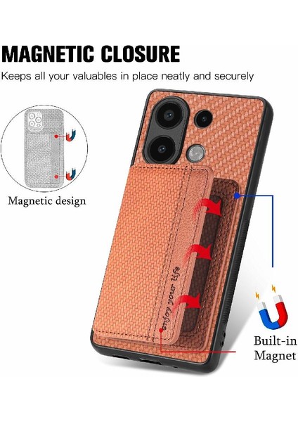 Xiaomi Redmi Için Not 13 4g Standı Fonksiyonu Manyetik Kart Tutucu Rfıd (Yurt Dışından)
