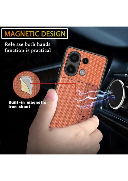 Xiaomi Redmi Için Not 13 4g Standı Fonksiyonu Manyetik Kart Tutucu Rfıd (Yurt Dışından)