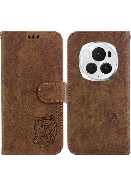 Onur Magic6 Pro Için Kılıf Tutucu Kapak Flip Folio Kabartmalı Sevimli Kaplan (Yurt Dışından)