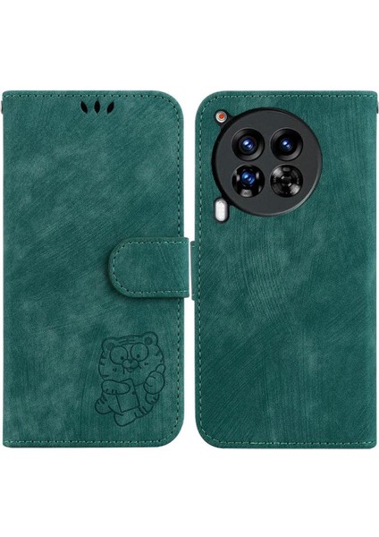 Tecno Camon 30 Premier Kabartmalı Sevimli Kaplan Flip Folio Kart Kapak Için Kılıf (Yurt Dışından)