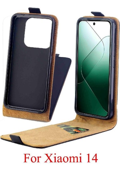 Xiaomi 14 Tpu Deri Koruyucu Kapak Iş Için Dikey Flip Case (Yurt Dışından)