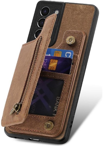 Samsung Galaxy S21 Vintage Fermuar Cüzdan Standı Fonksiyonu Için Kılıf Katlanabilir (Yurt Dışından) modelleri