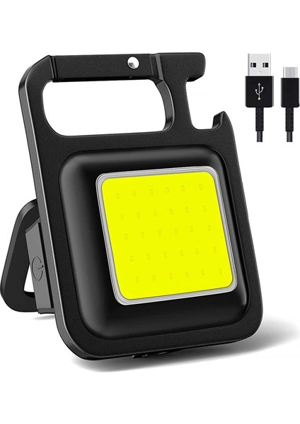 Mini LED Flashlight Feneri Anahtarlık Çok Fonksiyonlu USB Şarjlı
