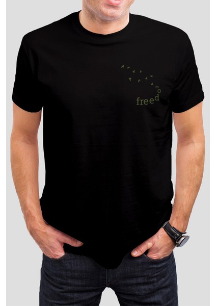 Freedom Tipografik Yazı Baskılı Unisex Tişört C759