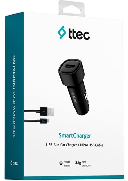 Smartcharger 2.4A Araç Şarj Aleti + Micro USB Kablo