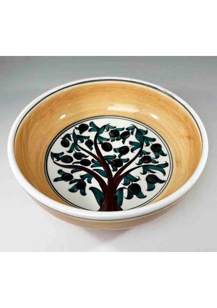 Zeytin Ağacı Motifli Iznik Çini Salata Kasesi