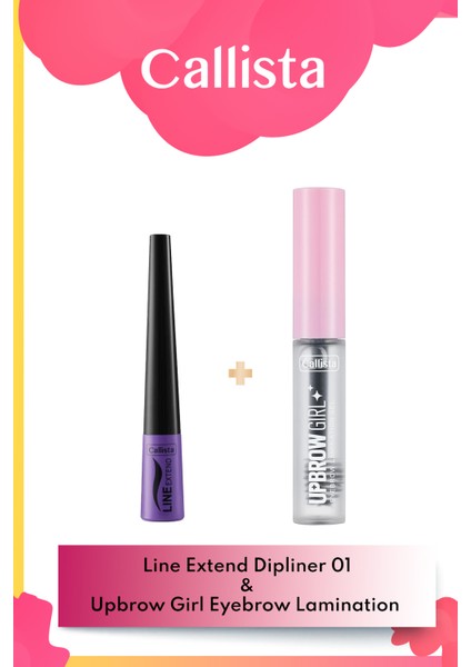 Line Extend Dipliner 01 Siyah & Upbrow Girl Eyebrow Lamination Kaş Sabitleyici Jel Makyaj Seti