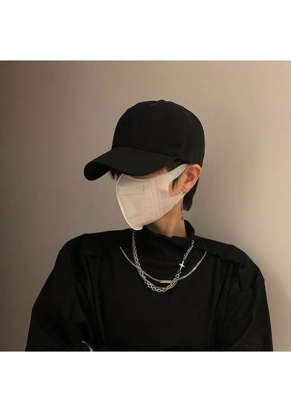 Büyük Baş Çevresi Sivri Uçlu Şapka Erkek Modaya Uygun Siyah Beyzbol Şapkası (Yurt Dışından)