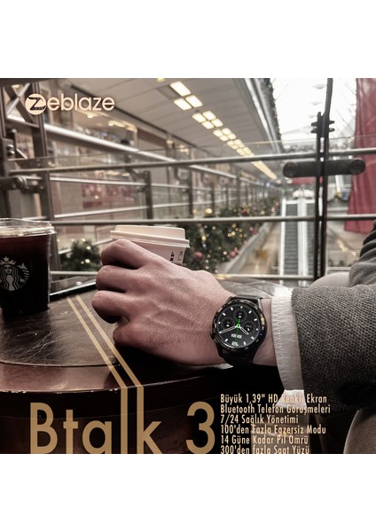 Zeblaze Btalk 3 Starlight Silver Akıllı Saat -  Yıldız Işığı Gümüşü, 100'den Fazla Egzersiz Modu, Bluetooth Telefon Aramaları, Çevrimdışı Sesli Asistan