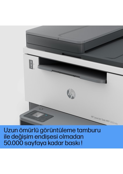 LaserJet Tank MFP 2602sdw Yazıcı, USB, Ethernet, Wifi, PDF'ye tarama, Çift Taraflı Tarama, E-Posta Tarama, Scan, Siyah Beyaz, 2R7F5A