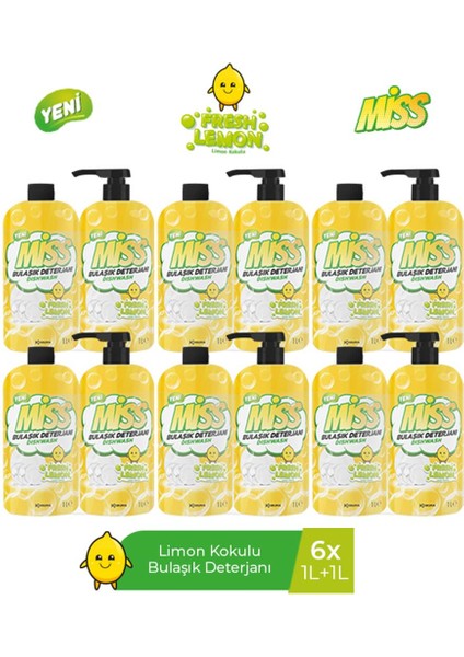 Bulaşık Deterjanı (Limon+Limon) 1 L + 1 L x 6 Adet