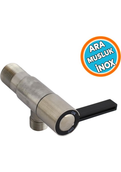 Ara Musluk Metal Inox Aç Kapa Vanalı Metal Taharet Musluğu Sağlam Wc Klozet Flex Bağlantı Aparat