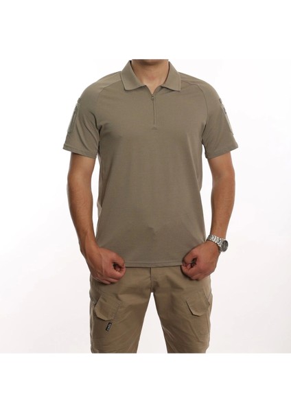 Yazlık Taktik Polo Yaka Bej Tshirt -602