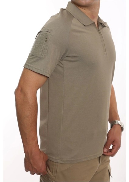Yazlık Taktik Polo Yaka Bej Tshirt -602