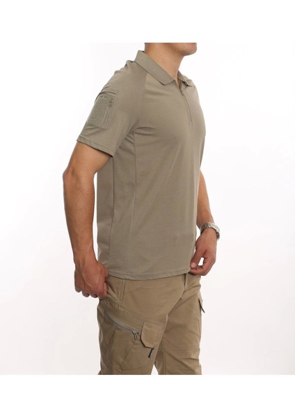 Yazlık Taktik Polo Yaka Bej Tshirt -602